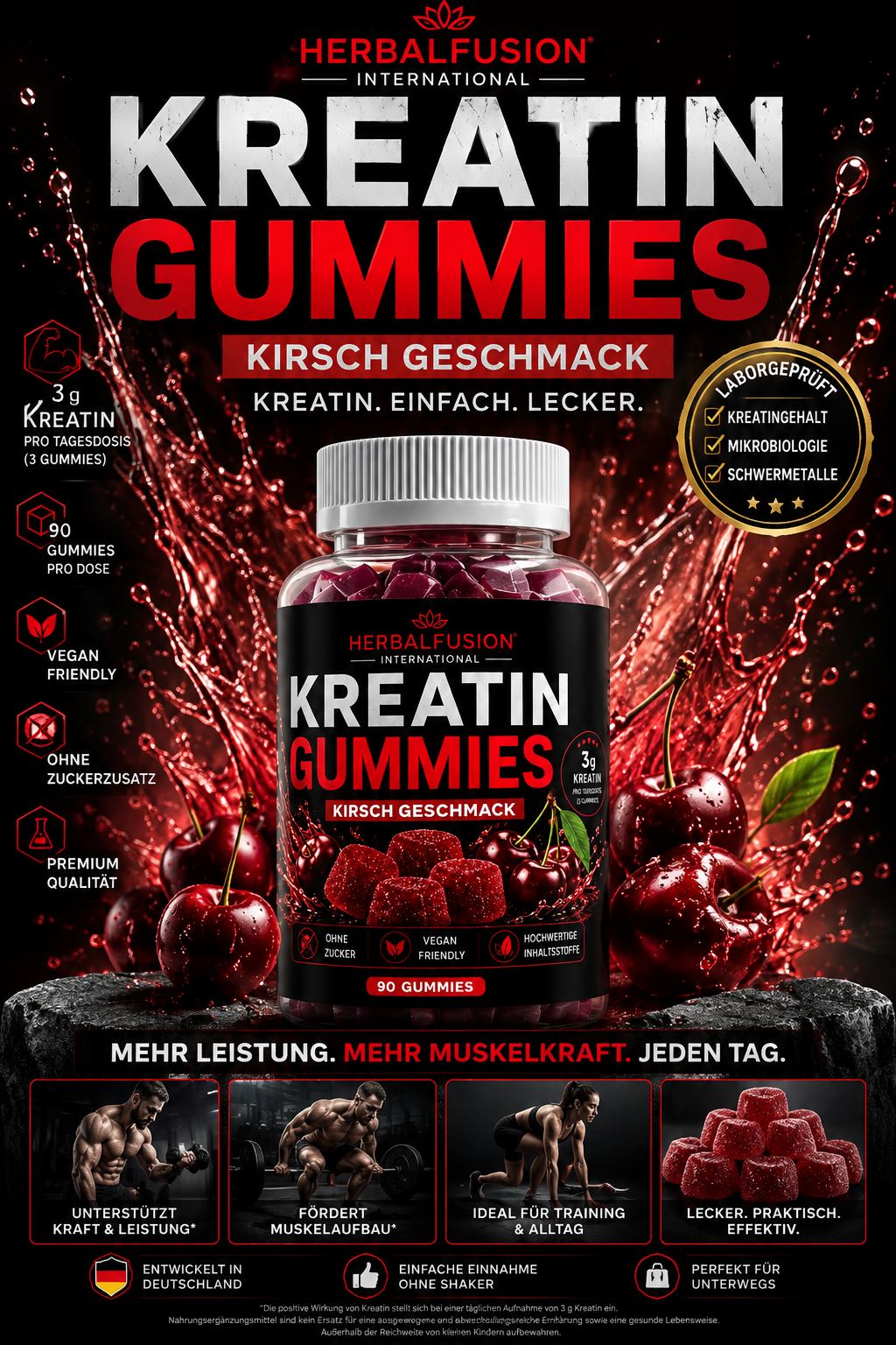 🍒 kreatin gummies kirsche - 90 stk.