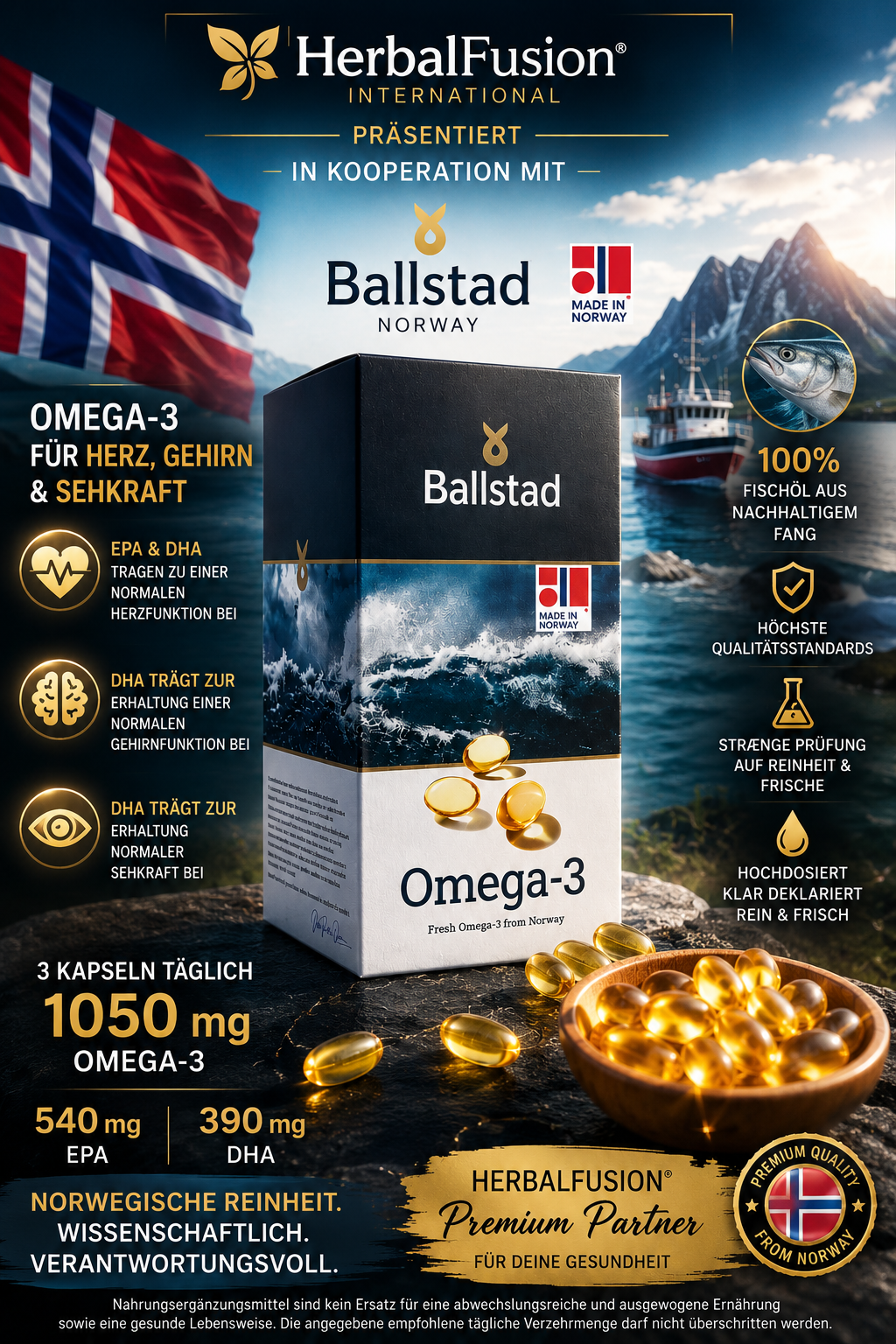 frische omega-3 fischöl-kapseln - 1 monat