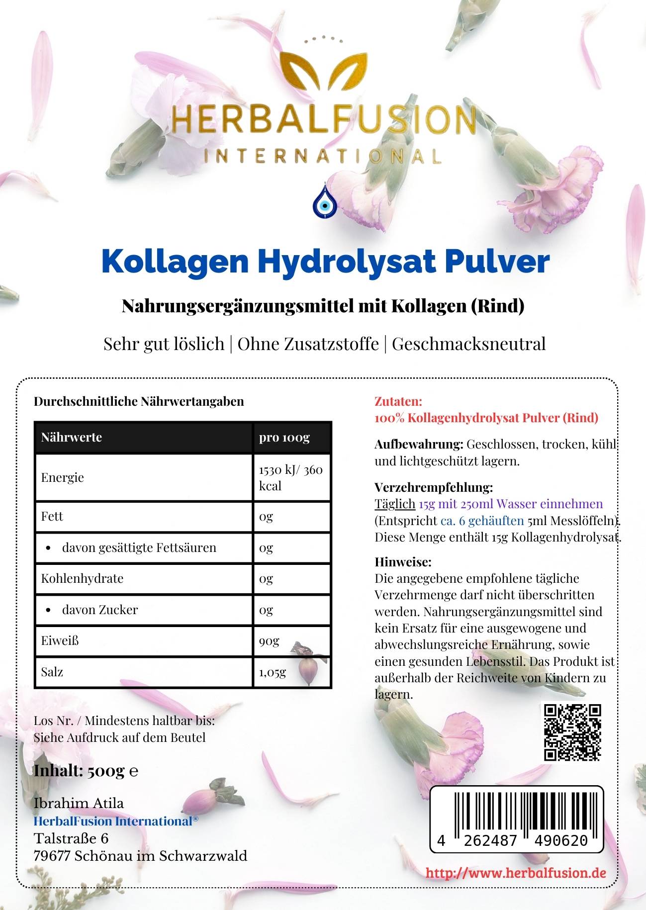 kollagen hydrolysat pulver - 500g doypack