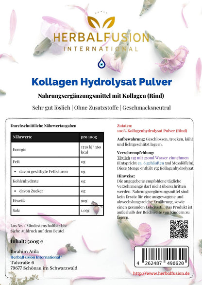Kollagen Hydrolysat Pulver - 500g Doypack