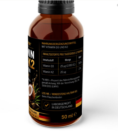 Vitamin D3 + K2 - 1.700 Tropfen (1.000 I.E.) - 50ml