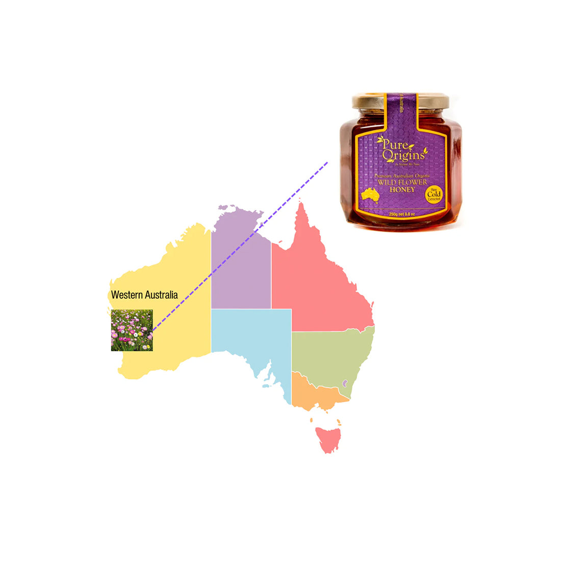 raw wildflower honey 250g – pure australian cold extracted natural honey