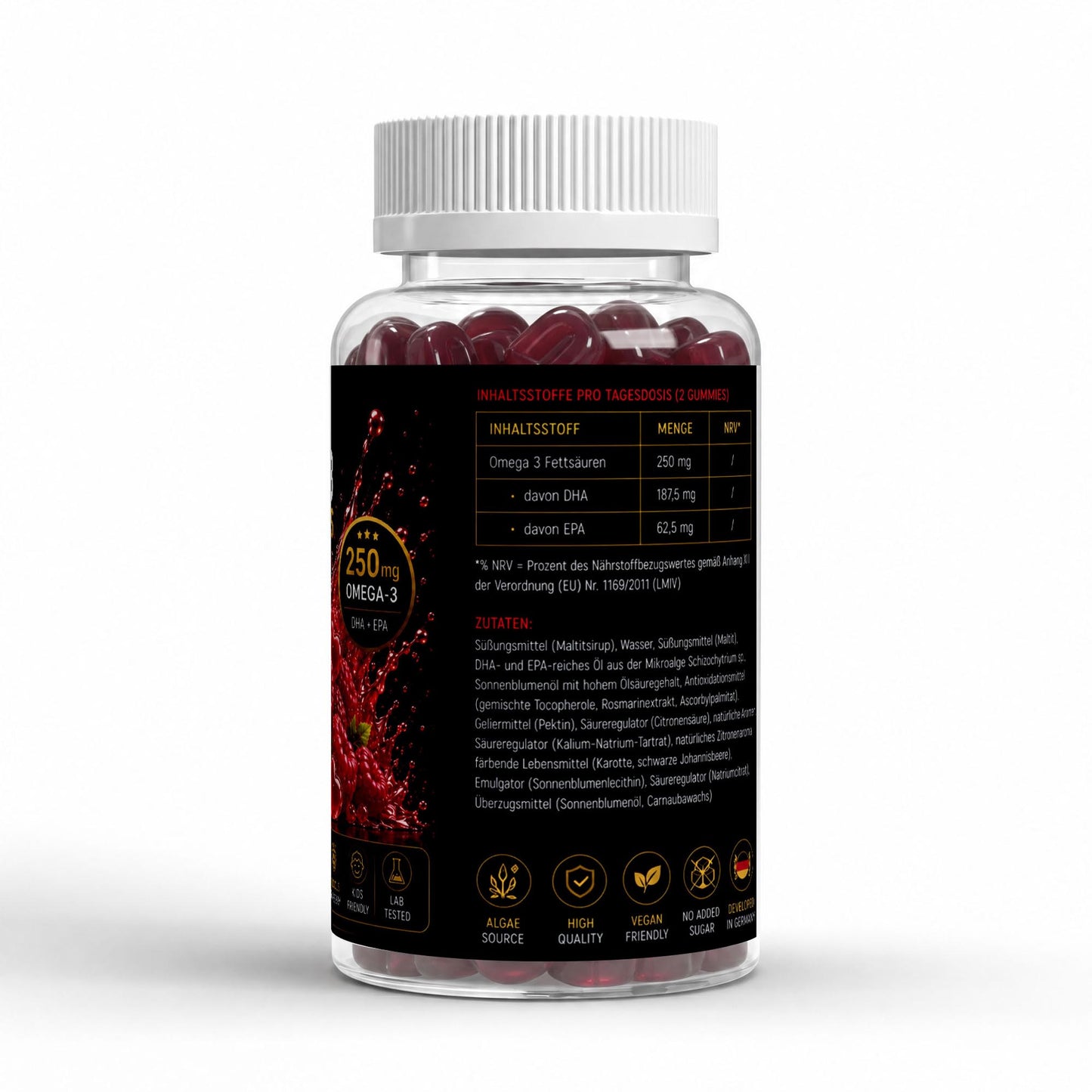 omega 3 gummies kids - himbeere - 60 vegane gummies