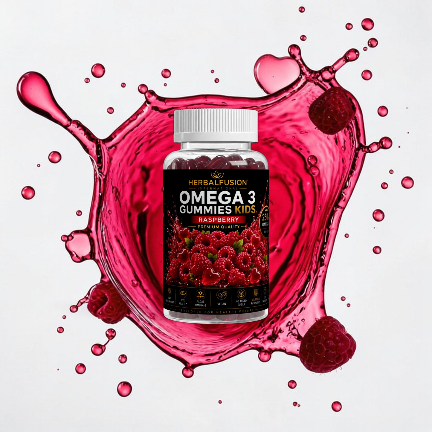 omega 3 gummies kids - himbeere - 60 vegane gummies