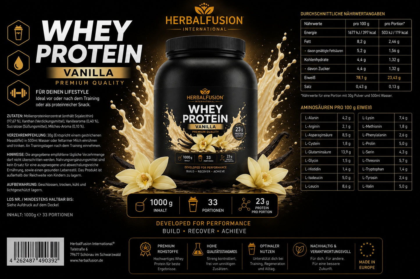 premium whey protein vanille - 1.000g