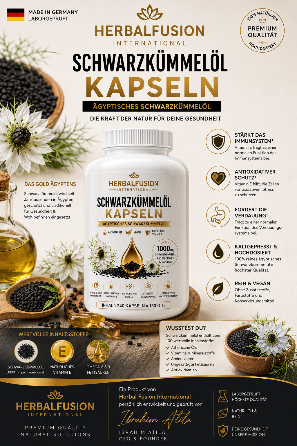 ägypt. schwarzkümmelöl - 240 vegane softgels