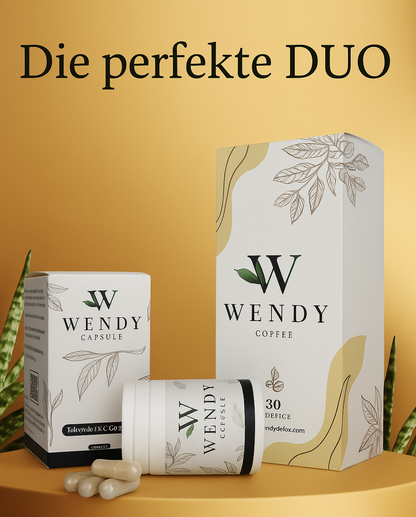 Dreier-Set von Wendy mit Detox-Tee, Abnehmkaffee und natürlichen Kapseln – abgestimmtes Programm für Gewichtsmanagement, Schönheit von innen und tägliche Vitalität.“